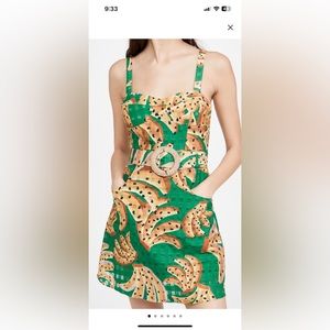 FARM Rio Green Raining Bananas Mini Dress